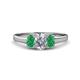 1 - Orana 7x5 mm Oval Cut Diamond and Emerald 1.36 ctw Trellis Three Stone Engagement Ring 