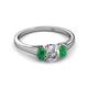 2 - Orana 7x5 mm Oval Cut Diamond and Emerald 1.36 ctw Trellis Three Stone Engagement Ring 