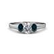 1 - Orana 7x5 mm Oval Cut Diamond and London Blue Topaz 1.50 ctw Trellis Three Stone Engagement Ring 