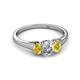 2 - Orana 7x5 mm Oval Cut Diamond and Yellow Sapphire 1.52 ctw Trellis Three Stone Engagement Ring 