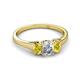 2 - Orana 7x5 mm Oval Cut Diamond and Yellow Sapphire 1.52 ctw Trellis Three Stone Engagement Ring 