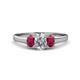 1 - Orana 7x5 mm Oval Cut Diamond and Ruby 1.52 ctw Trellis Three Stone Engagement Ring 
