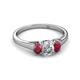 2 - Orana 7x5 mm Oval Cut Diamond and Ruby 1.52 ctw Trellis Three Stone Engagement Ring 