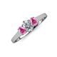 3 - Orana 7x5 mm Oval Cut Diamond and Pink Sapphire 1.52 ctw Trellis Three Stone Engagement Ring 