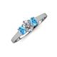 3 - Orana 7x5 mm Oval Cut Diamond and Blue Topaz 1.50 ctw Trellis Three Stone Engagement Ring 