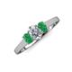 3 - Orana 7x5 mm Oval Cut Diamond and Emerald 1.36 ctw Trellis Three Stone Engagement Ring 