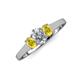 3 - Orana 7x5 mm Oval Cut Diamond and Yellow Sapphire 1.52 ctw Trellis Three Stone Engagement Ring 