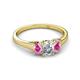 2 - Orana 7x5 mm Oval Cut Diamond and Pink Sapphire 1.52 ctw Trellis Three Stone Engagement Ring 