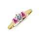3 - Orana 7x5 mm Oval Cut Diamond and Pink Sapphire 1.52 ctw Trellis Three Stone Engagement Ring 
