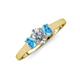 3 - Orana 7x5 mm Oval Cut Diamond and Blue Topaz 1.50 ctw Trellis Three Stone Engagement Ring 