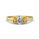 1 - Orana 7x5 mm Oval Cut Diamond and Citrine 1.45 ctw Trellis Three Stone Engagement Ring 