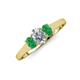 3 - Orana 7x5 mm Oval Cut Diamond and Emerald 1.36 ctw Trellis Three Stone Engagement Ring 