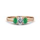 1 - Orana 7x5 mm Oval Cut Diamond and Emerald 1.36 ctw Trellis Three Stone Engagement Ring 