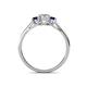 4 - Orana 7x5 mm Oval Cut Diamond and Blue Sapphire 1.52 ctw Trellis Three Stone Engagement Ring 