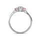 4 - Orana 7x5 mm Oval Cut Diamond and Pink Sapphire 1.52 ctw Trellis Three Stone Engagement Ring 