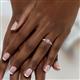 6 - Orana 7x5 mm Oval Cut Diamond and Pink Sapphire 1.52 ctw Trellis Three Stone Engagement Ring 