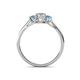 4 - Orana 7x5 mm Oval Cut Diamond and Blue Topaz 1.50 ctw Trellis Three Stone Engagement Ring 