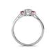 4 - Orana 7x5 mm Oval Cut Diamond and Rhodolite Garnet 1.52 ctw Trellis Three Stone Engagement Ring 