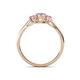 4 - Orana 7x5 mm Oval Cut Diamond and Pink Sapphire 1.52 ctw Trellis Three Stone Engagement Ring 