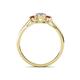 4 - Orana 7x5 mm Oval Cut Diamond and Rhodolite Garnet 1.52 ctw Trellis Three Stone Engagement Ring 