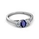 2 - Orana 7x5 mm Oval Cut Blue Sapphire and Diamond 1.49 ctw Trellis Three Stone Engagement Ring 
