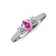 3 - Orana 7x5 mm Oval Cut Pink Sapphire and Diamond 1.49 ctw Trellis Three Stone Engagement Ring 