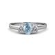 1 - Orana 7x5 mm Oval Cut Aquamarine and Diamond 1.34 ctw Trellis Three Stone Engagement Ring 