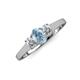 3 - Orana 7x5 mm Oval Cut Aquamarine and Diamond 1.34 ctw Trellis Three Stone Engagement Ring 