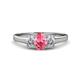 1 - Orana 7x5 mm Oval Cut Pink Tourmaline and Diamond 0.89 ctw Trellis Three Stone Engagement Ring 