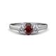 1 - Orana 7x5 mm Oval Cut Red Garnet and Diamond 1.49 ctw Trellis Three Stone Engagement Ring 
