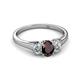 2 - Orana 7x5 mm Oval Cut Red Garnet and Diamond 1.49 ctw Trellis Three Stone Engagement Ring 