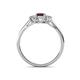 4 - Orana 7x5 mm Oval Cut Red Garnet and Diamond 1.49 ctw Trellis Three Stone Engagement Ring 