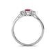 4 - Orana 7x5 mm Oval Cut Rhodolite Garnet and Diamond 1.49 ctw Trellis Three Stone Engagement Ring 