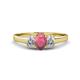 1 - Orana 7x5 mm Oval Cut Rhodolite Garnet and Diamond 1.49 ctw Trellis Three Stone Engagement Ring 