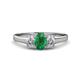 1 - Orana 7x5 mm Oval Cut Emerald and Diamond 1.19 ctw Trellis Three Stone Engagement Ring 