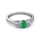 2 - Orana 7x5 mm Oval Cut Emerald and Diamond 1.19 ctw Trellis Three Stone Engagement Ring 