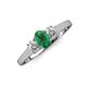 3 - Orana 7x5 mm Oval Cut Emerald and Diamond 1.19 ctw Trellis Three Stone Engagement Ring 