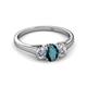 2 - Orana 7x5 mm Oval Cut London Blue Topaz and Diamond 1.44 ctw Trellis Three Stone Engagement Ring 