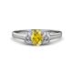 1 - Orana 7x5 mm Oval Cut Yellow Sapphire and Diamond 1.49 ctw Trellis Three Stone Engagement Ring 