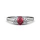 1 - Orana 7x5 mm Oval Cut Ruby and Diamond 1.49 ctw Trellis Three Stone Engagement Ring 