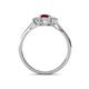 4 - Orana 7x5 mm Oval Cut Ruby and Diamond 1.49 ctw Trellis Three Stone Engagement Ring 