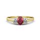 1 - Orana 7x5 mm Oval Cut Ruby and Diamond 1.49 ctw Trellis Three Stone Engagement Ring 