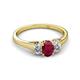 2 - Orana 7x5 mm Oval Cut Ruby and Diamond 1.49 ctw Trellis Three Stone Engagement Ring 