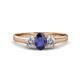 1 - Orana 7x5 mm Oval Cut Blue Sapphire and Diamond 1.49 ctw Trellis Three Stone Engagement Ring 