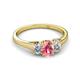 2 - Orana 7x5 mm Oval Cut Pink Tourmaline and Diamond 0.89 ctw Trellis Three Stone Engagement Ring 