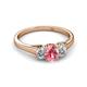 2 - Orana 7x5 mm Oval Cut Pink Tourmaline and Diamond 0.89 ctw Trellis Three Stone Engagement Ring 