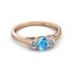 2 - Orana 7x5 mm Oval Cut Blue Topaz and Diamond 1.44 ctw Trellis Three Stone Engagement Ring 