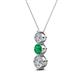 2 - Kesha (4.2mm) Round Emerald and Diamond Graduated Three Stone Drop Pendant 