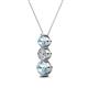 2 - Kesha (4.2mm) Round Aquamarine and Lab Grown Diamond Graduated Three Stone Drop Pendant 