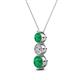 2 - Kesha (4.2mm) Round Emerald and Lab Grown Diamond Graduated Three Stone Drop Pendant 